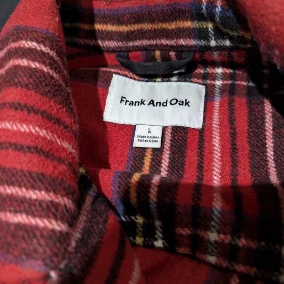 Frank And Oak Red Plaid Button-Up Shacket - Picture 5 of 6